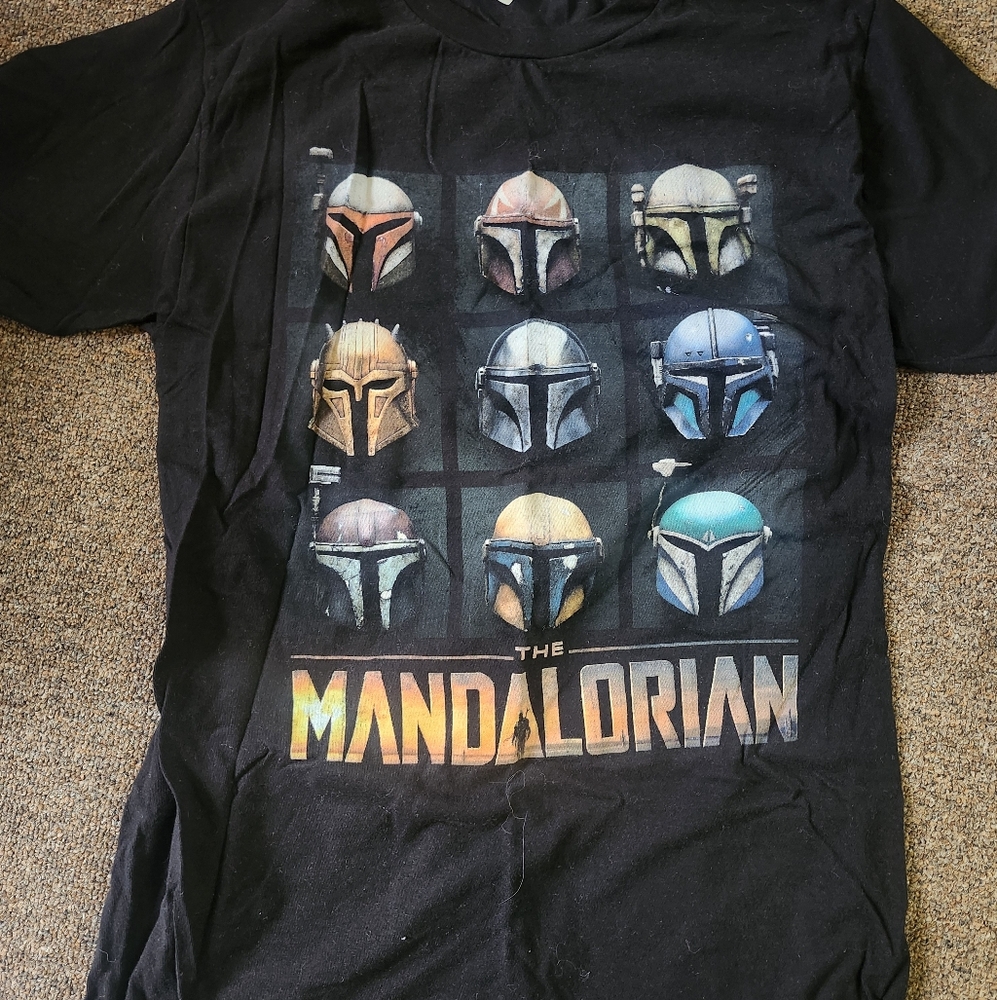 Star Wars Black Tee with Mandalorian Helmets